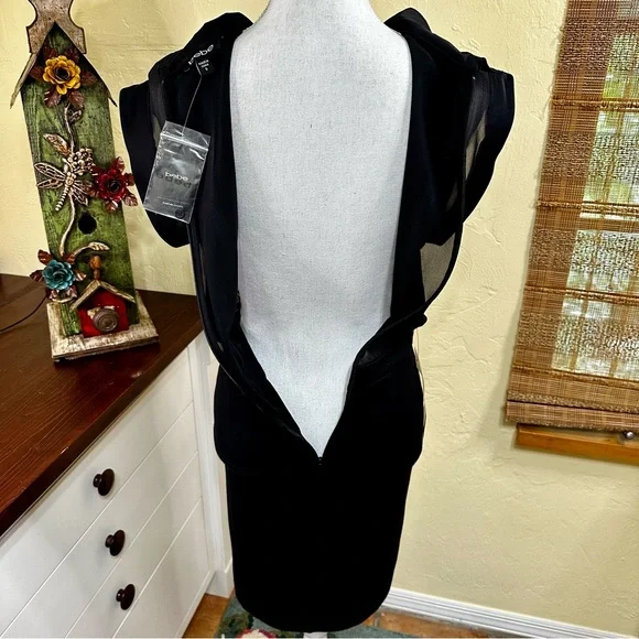 NWT! Bebe Black Blouse Dress - Picture 6 of 7